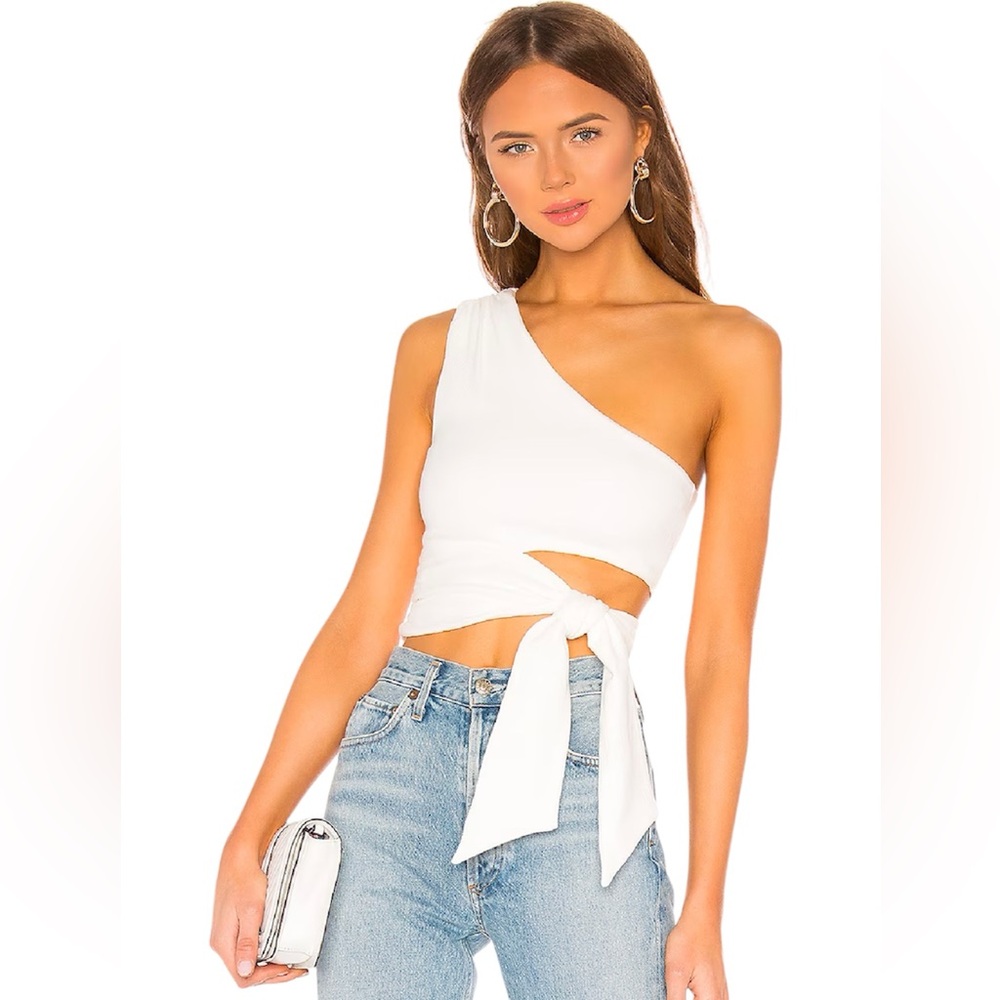 Lovers + Friends White One-Shoulder Crop Top